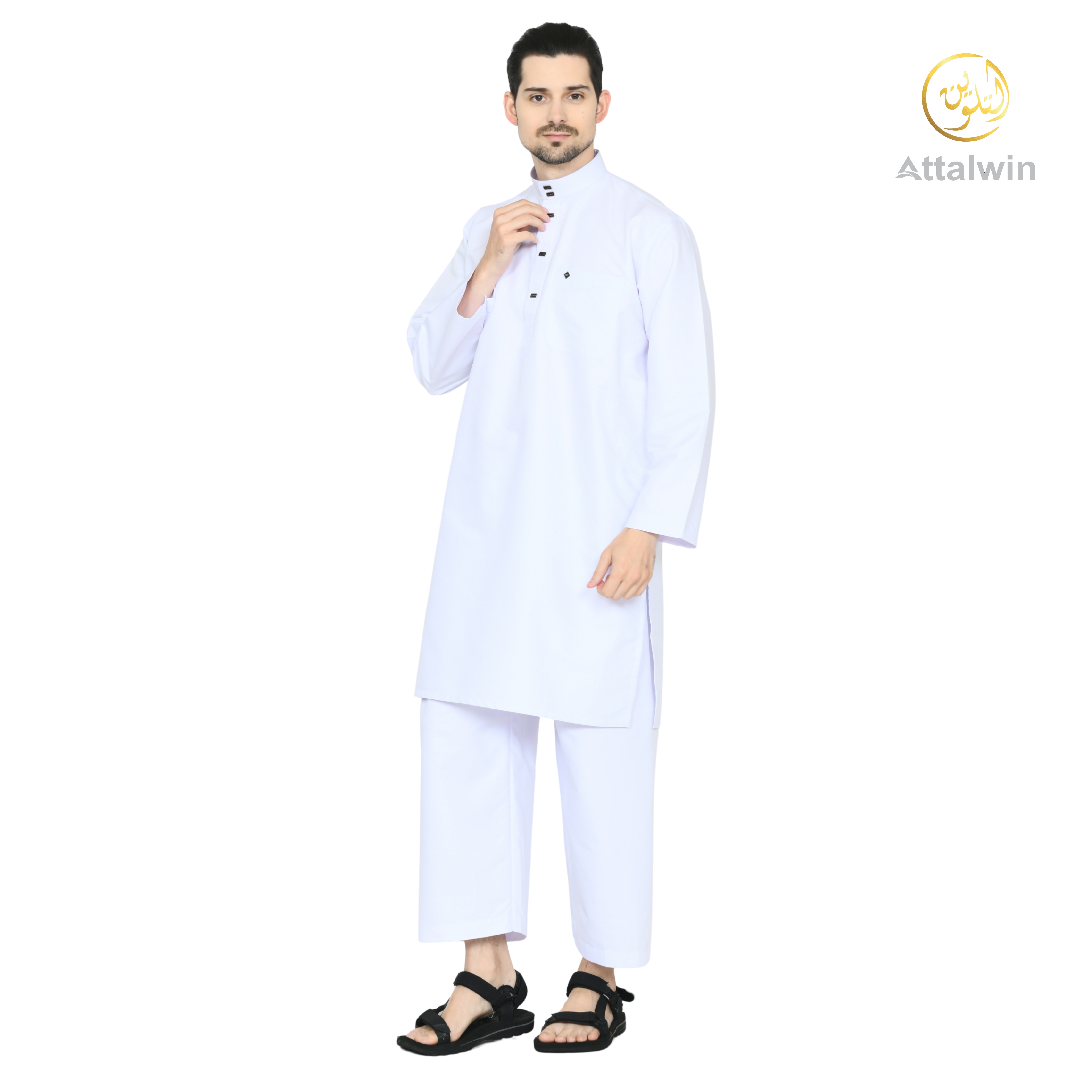 Attalwin - Gamis Jubah Pria Setelan Kurtah Umroh Haji Tanpa Manset SD001 1